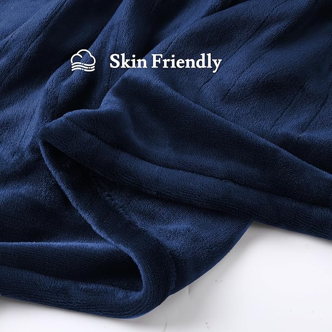 Electric Heated Blanket 72"x84" Full Size Flannel Fleece - 4 Heat Settings & 10H Auto Shut Off for Safe Overnight Use, Fast Heating, Machine Washable for Bed, Couch, Office - Dark Dlue