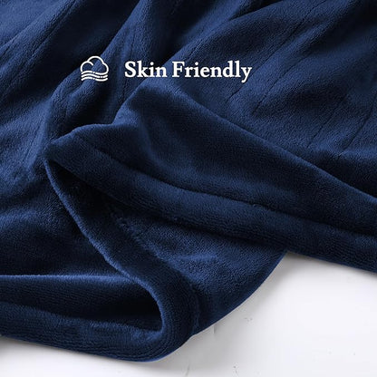 Electric Heated Blanket 72"x84" Full Size Flannel Fleece - 4 Heat Settings & 10H Auto Shut Off for Safe Overnight Use, Fast Heating, Machine Washable for Bed, Couch, Office - Dark Dlue