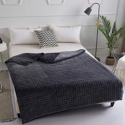 CoolZen™ Cooling Weighted Blanket 25 lbs with Removable Cover — Heavy Blanket for Adults, Calming, & Sleeping — Weighted Comforter with Premium Glass Beads for All Seasons — 60”x80” Queen Bed Size