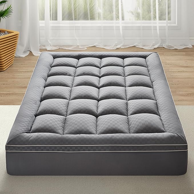 3 inch Memory Foam Mattress Topper Queen Size Pillow Top - Extra Thick Padded Mattress Pad & Protector, Breathable Fitted Deep Pocket 8-21, Ultra Soft & Supportive 1100GMS