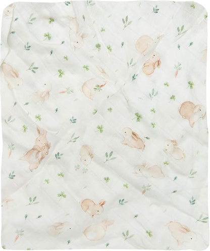 Loulou Lollipop Soft Baby Swaddle Blanket Muslin Wrap Receiving Blanket for Newborn to Toddler Girl and Boy, Large 47” by 47” - Bunny Meadow…