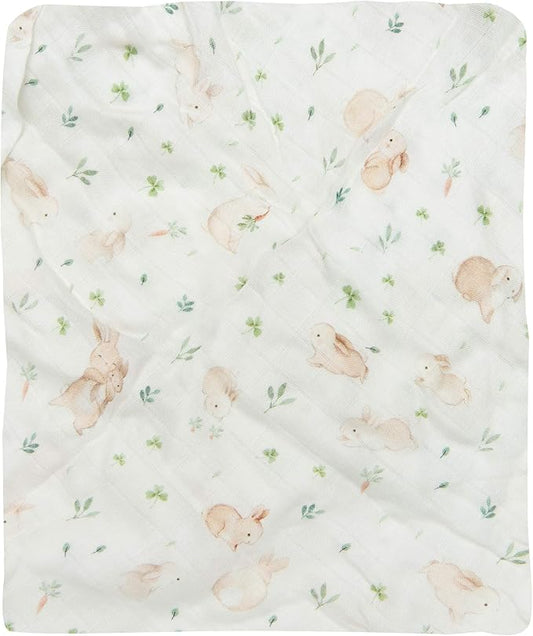 Loulou Lollipop Soft Baby Swaddle Blanket Muslin Wrap Receiving Blanket for Newborn to Toddler Girl and Boy, Large 47” by 47” - Bunny Meadow…