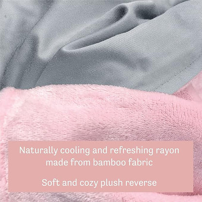 Dream Lab Amethyst and Quartz Crystal Cooling Reversible Weighted Blanket with Removable Cover, 15 Pounds, Soft Pink