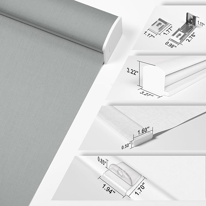 BERISSA Cordless Blackout Roller Shades for Windows,Free-Stop Linen Fabric Windows Blinds with Cassette Valance,Thermal Insulated UV Protection Roller Blinds for Home Office.Custom Color.Custom Size