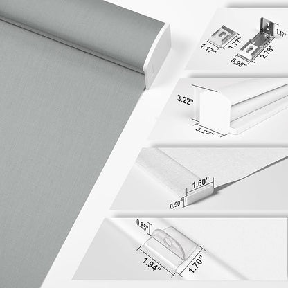 BERISSA Cordless Blackout Roller Shades for Windows,Free-Stop Linen Fabric Windows Blinds with Cassette Valance,Thermal Insulated UV Protection Roller Blinds for Home Office.Custom Color.Custom Size