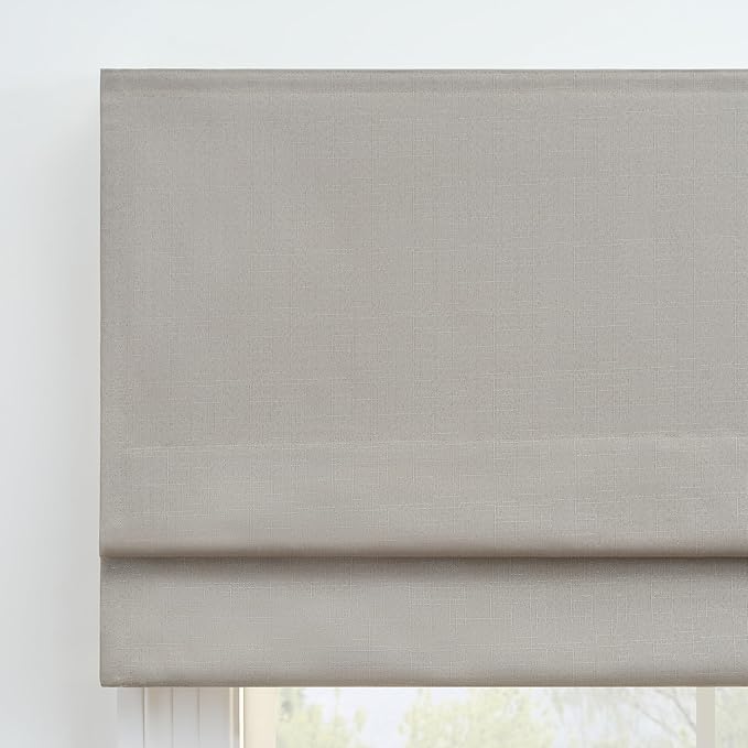 ECLIPSE Kylie Total Privacy Blackout Cordless Lined Window Roman Shade for Living Room, 36 in x 64 in, Grey