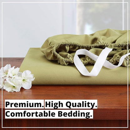 Empyrean 4 Pack Full Fitted Sheets - Deep Pocket, Fits 14-16 Inch Mattress, Ultra Soft Microfiber, Wrinkle-Resistant, Shrinkproof & Fade Resistant Sheets for Full Size Beds, Sage Green