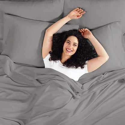 Empyrean 2 Pack Twin Fitted Sheets - Ultra Soft Microfiber, Deep Pocket, Fits 14-16 Inch Mattress, Wrinkle & Fade Resistant, Shrinkproof, Breathable & Durable, Perfect for Twin Beds, Charcoal Grey