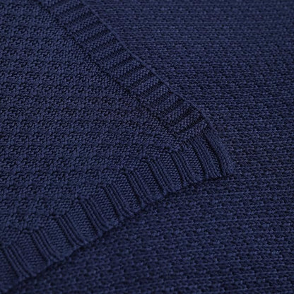 NTBAY Cable Knit Cooling Bed Blanket, Soft and Breathable Oversized Twin Bed Blanket 60x80 Inches Made from Rayon Derived from Bamboo for Bedroom, Travel, Navy Blue