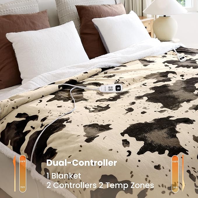 Heated Blanket King Blanket - Fast Heating Electric Blanket, Soft Flannel Heated King with 4 Time Settings,10 Heating Settings, Warm Gifts for Women & Mom & Grandma(90"x100"Light Brown)