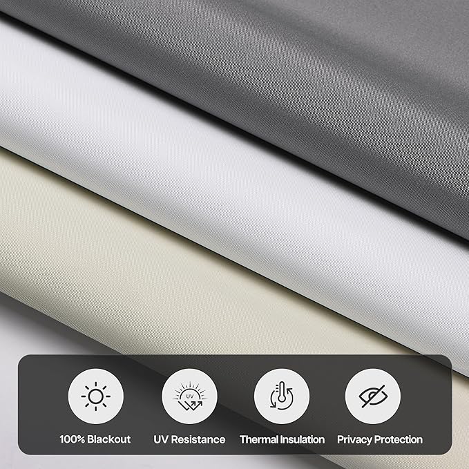 LazBlinds No Drill Blinds for Indoor Windows, Blackout Roller Shades, Cordless Window Blackout Blinds, Thermal Insulated Fabric UV Protection for Home and Office, 40" W x 72" H, White