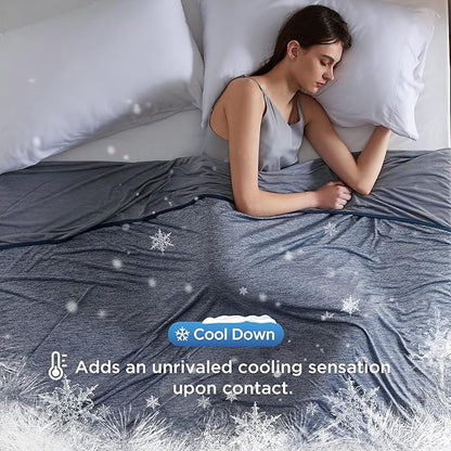 Bedsure Navy Cooling Blanket Twin XL for Hot Sleepers -Summer Cold Blanket with Rayon Derived from Bamboo for Twin Size Bed, Ice Cool Cold Lightweight Arc-Chill Thin Summer Bedding, 60x90