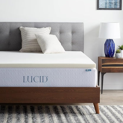 LUCID 2 Inch Traditional Foam Mattress Topper – Ventilated & Breathable – Conforming Support – Queen size