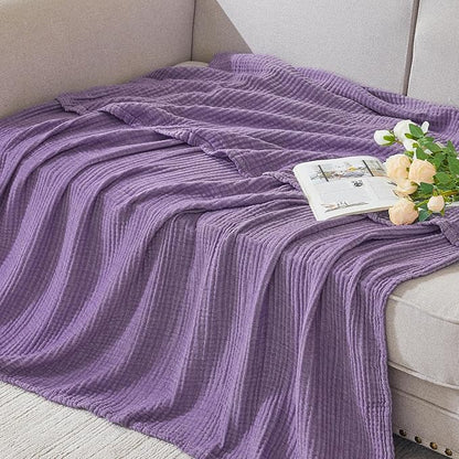 EMME Cotton Muslin King Blanket Bed Layering Breathable Gauze Blanket Soft Lightweight Blankets Adults (Purple, 108"x90")