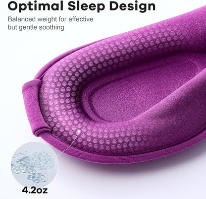 Weighted Sleep Mask 2 Pack - 3D Contoured Eye Masks for Sleep, Best Blackout Sleep Masks for Women Men, Eye Mask for Travel, Meditation, Airplane, Memory Foam, Adjustable Strap, Black Purple