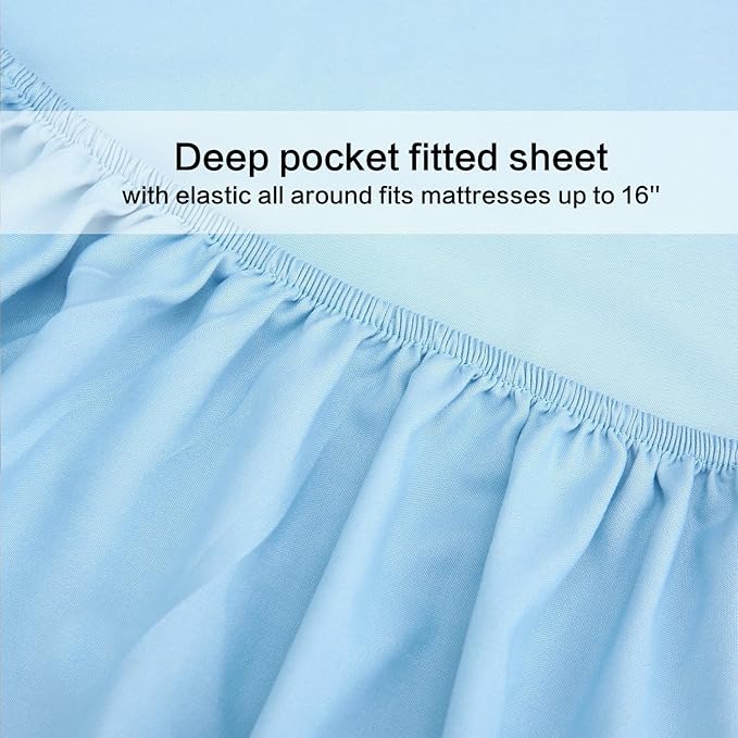 4 Piece Bed Sheet Set (Full,Baby Blue) 1 Flat Sheet,1 Fitted Sheet and 2 Pillow Cases,Brushed Microfiber Luxury Bedding with Deep Pockets