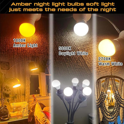 Amber Sleep Light Bulbs E12 Candelabra Base, 1800K Warm Amber Night Light Bulbs 15W Equivalent, 1.5w 130lm, E12 G45 Small Low Light Bulb for Healthy Sleep, Bedroom, Baby Nursery, Non-Dimmable, 2 Pack
