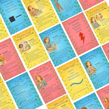 Vagus Nerve Reset Deck - Somatic Exercises for Nervous System Regulation & Mental Health | Polyvagal Theory-Based Therapy Games & Self-Care Gifts for Therapists