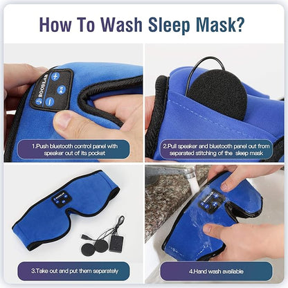 3D Sleep Mask with Bluetooth 5.4 Headphones, Wireless Music Headphones Eye Mask for Side Sleepers, Built-in HD Stereo Speakers, Adjustable & Blackout Noise Cancelling Sleeping Mask for Men Women