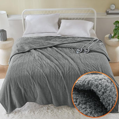 Serta Heated Blanket, Electric King Size Blanket, Soft, Warm, Fuzzy Heating Blanket King for Office, Couch, 1-12 hr Auto Shut Off Timer, 10 Lv Heat Setting, ETL Certified, King 100" x 90" Grey