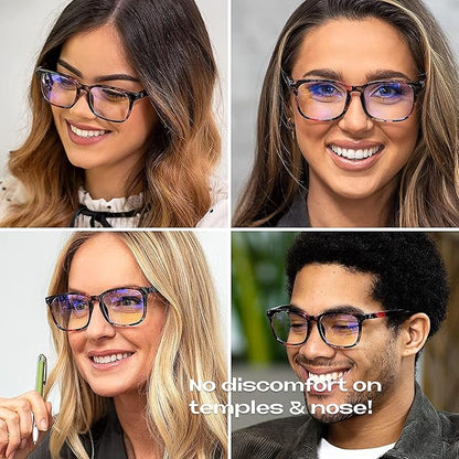 Readerest Blue Light Blocking Glasses – Thin Reflective Lens, Anti-Glare Computer Eyeglasses, UV Protection, Eye Strain Relief (Peach, 0.0 Magnification)