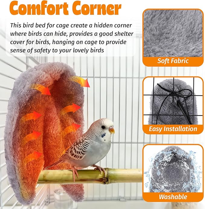 Dreyoo Snuggle Up Bird Cage Heater for Parrot and Small Birds,5V Low Voltage Heated Bird Perch with Constant Temperature Control & Anti Bite Line, Cozy Corner Warmer Blanket Cage Accessory(8.5" × 6")