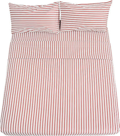Burgundy Red Striped Sheets Set Queen Size 4 Piece - Super Soft, Easy Care & Breathable Red and White Pinstripe Bed Sheet Set with 16-Inch Deep Pockets, Great Gift for Christmas & Birthday