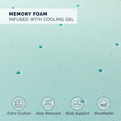 Elegant Comfort 3 Inch Premium Ventilated Memory Foam Mattress Topper - Optimizes Airflow - CertiPUR Certified - Mattress Pad and Bed Topper - Twin Size