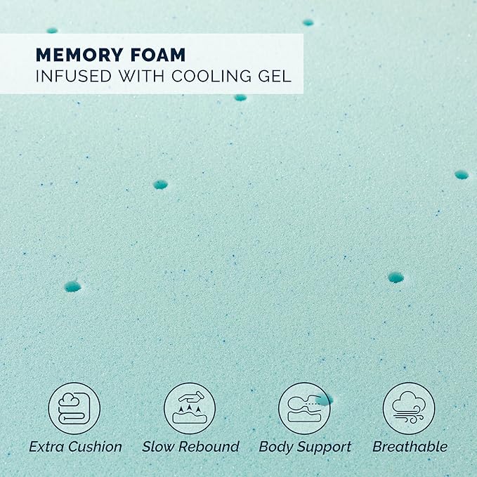 Elegant Comfort 3 Inch Premium Ventilated Memory Foam Mattress Topper - Optimizes Airflow - CertiPUR Certified - Mattress Pad and Bed Topper - Queen Size