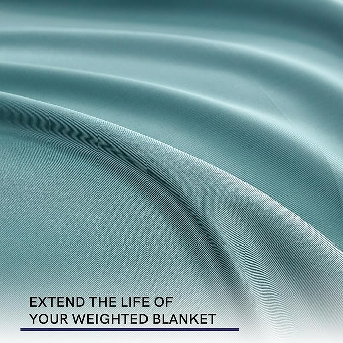 YnM Cooling Duvet Cover for Weighted Blankets with 16 Strings (Sea Grass, 60"x80")