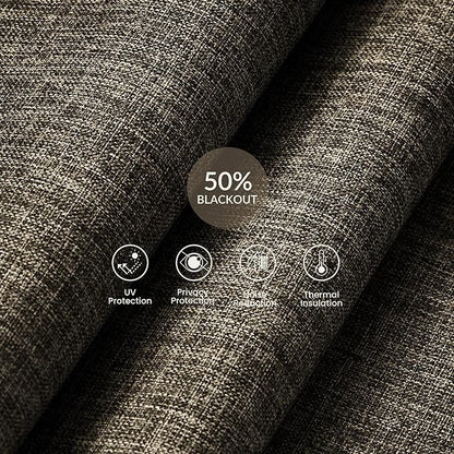 Boolegon Motorized Roller Blinds with Remote Control,Light Filtering Linen Fabric-Matched Automatic Roller Shades for Windows,Rechargeable Electric Window Shades for Home,Office,Brown,Custom Now