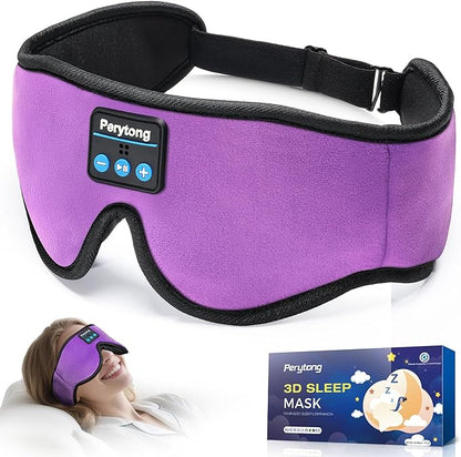 Sleep Mask with Bluetooth 5.4 Headphones, Wireless Music Sleep Eye Mask for Side Sleepers, 3D Contoured Comfort & Built-in HD Stereo Earphones, Blackout for Travel (Deep Lavender)