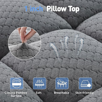 Dual Layer 3 Inch Memory Foam Mattress Topper California King Size, 2 Inch Cooling Gel Memory Foam Plus 1 Inch Pillow Top Mattress Pad Cover, with 8-21 Inch Deep Pocket, Grey