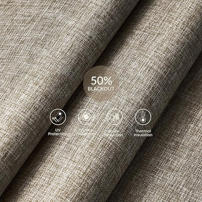 Boolegon Motorized Roller Blinds with Remote Control,Light Filtering Linen Fabric-Matched Automatic Roller Shades for Windows,Rechargeable Electric Window Shades for Home,Office,Light Brown,Custom Now