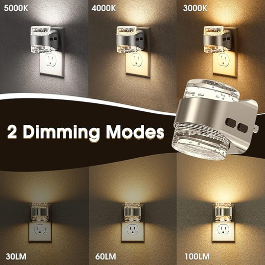 Briignite Night Light Plug into Wall 2 Pack, Dimmable Night Light with Bubble Design 3000K/4000K/5000K & 3 Brightness Levels for Baby Nursery Hallway Bathroom Kids Room, 3CCT