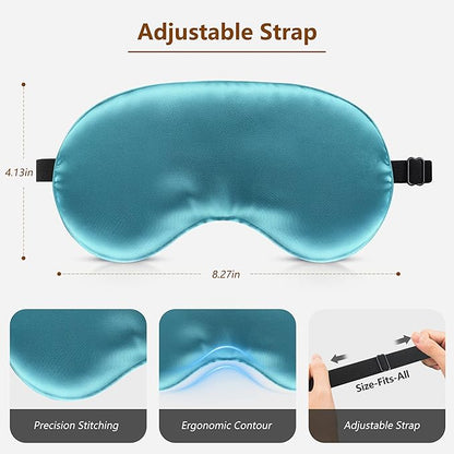 Sleep Mask Silk Eye Mask for Men Sleeping Mask, Adjustable Elastic Strap for Night Shading Sleep Mask, Soft and Comfortable for Both Men and Women (Peacock Blue)