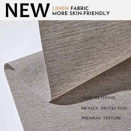 Persilux Light Filtering Roller Shades for Indoor Window Blinds,Cordless,Linen Fabric,Thermal Insulated Fabric UV Protection Shades for Home,Office,Bedroom,Door,Light Filtering-Stone Grey,Custom Size