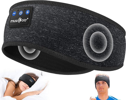 MUSICOZY Sleep Headphones Bluetooth 5.4 Headband, Wireless Earphones Music Sleep Earbuds Sleeping Eye Mask with HD Stereo Speakers for Workout Running Travel Yoga, Ideal Gifts for Men Women(Black)