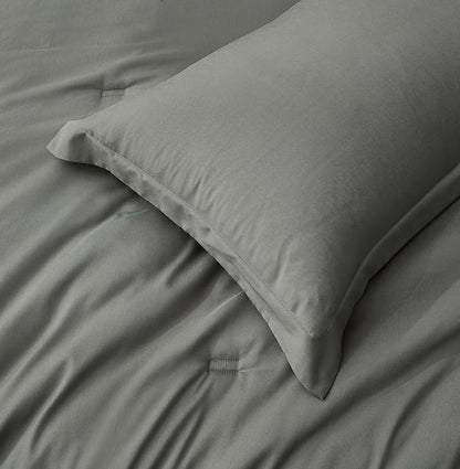 Chezmoi Collection Cliff 3-Piece Lightweight Cooling Comforter Set, Queen- Rayon Derived from Bamboo & Polyester Blended, Soft Breathable Bedding for Hot Sleepers, Dark Gray