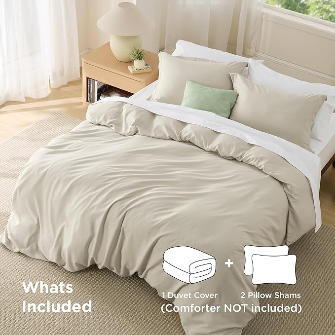 Bedsure Duvet Cover King Size - Soft Double Brushed Bedding Set for Kids & Adults, Zipper Closure, 3 Pieces, Includes 1 Duvet Cover (104"x90") & 2 Pillow Shams, NO Comforter, Linen