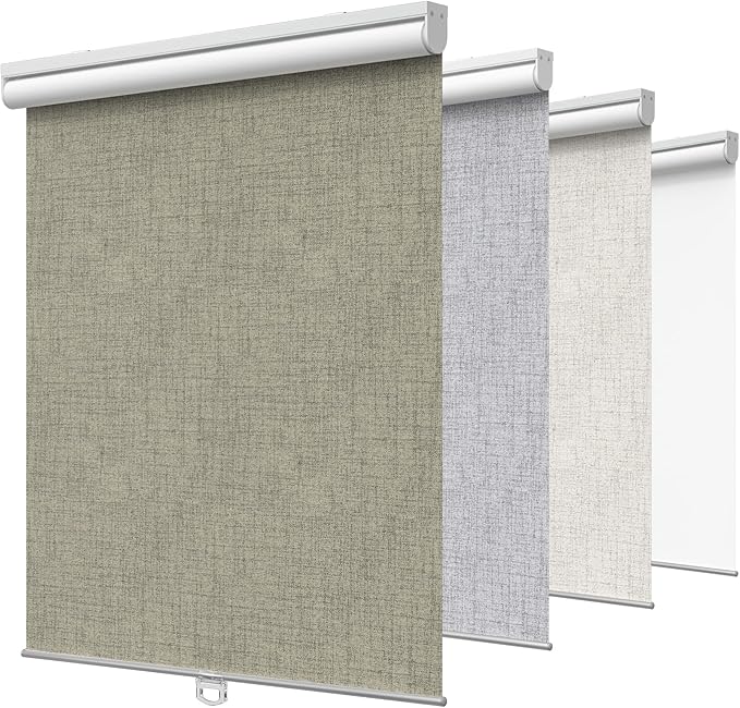 GENIMO 100% Blackout Roller Window Shades, Window Blinds Cordless with Thermal Insulated, UV Protection Fabric, Mini French Door Blinds for Home, Office, Bedroom, Easy to Install, Brown, 40" W X 72" H