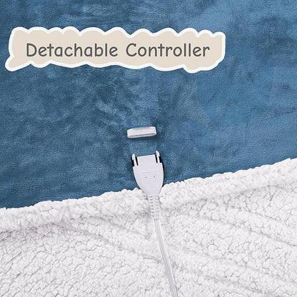 Electric Heated Blanket Full Size 72"x84", Soft Flannel with Overheat Protection, 9 Adjustable Heat Settings & 10-Hour Auto-Off Timer, Fast Heating for Winter Comfort, Blue