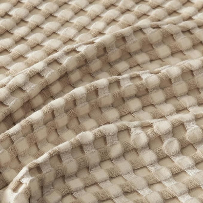 Bedsure Cooling Cotton Waffle Full Size Blanket - Lightweight Breathable Blanket of Rayon Derived from Bamboo for Hot Sleepers, Luxury Throws for Bed, Couch and Sofa, Light Brown, 80x90 Inches