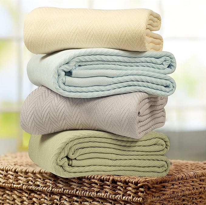 Threadmill Luxury Cotton Blankets for King Size Bed | All-Season Cozy 100% Cotton King Size Blanket | Herringbone Soft Fall Thermal Blanket fits California King Size Bed | Dark Grey