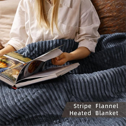 Heated Blanket King Size 100"x90",ETL Certification-10 Heating Levels Electric Blanket&1-10 Hour Auto Off,Heating Blanket with Dual Controller (Dark Blue)