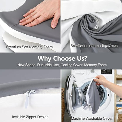 Knee Pillow for Side Sleepers, Dual-Side Leg Pillow for Side Sleeping with Cooling Cover and Soft Memory Foam Relief for Back, HIPS, Knees, Joints, Nerves, Muscles