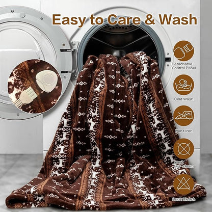 Tefici 50"x60" Heated Blanket Throw - Soft Flannel Electric Blanket with 3 Heating Levels, 4-Hour Auto Shut-Off, Overheat Protection, ETL Certified, Machine Washable, Moose Pattern for Home Office