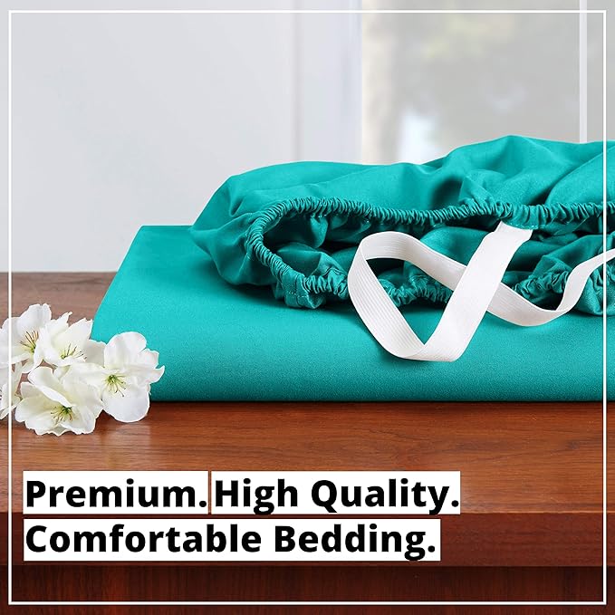 Empyrean 4 Pack King Fitted Sheets - Deep Pocket, Fits 14-16 Inch Mattress, Ultra Soft Microfiber, Fade & Wrinkle Resistant, Shrinkproof, Durable Sheets, Teal