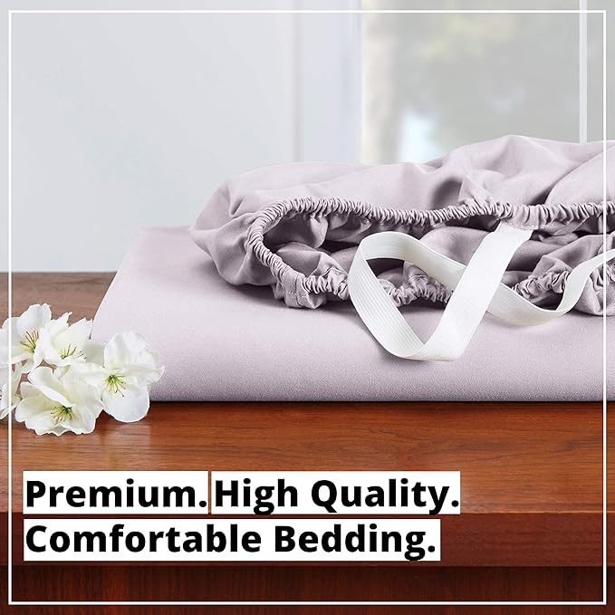 Empyrean 4 Pack Queen Fitted Sheets - Deep Pocket, 14-16 Inch Ultra Soft Microfiber, Wrinkle & Fade Resistant, Shrinkproof, Durable & Breathable, Perfect for Queen Beds, Grey Lavender