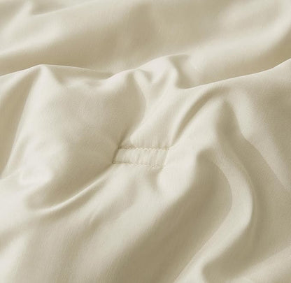 Chezmoi Collection Cliff 3-Piece Lightweight Cooling Comforter Set, Oversized King - Rayon Derived from Bamboo & Polyester Blended, Soft Breathable Bedding for Hot Sleepers, Sand